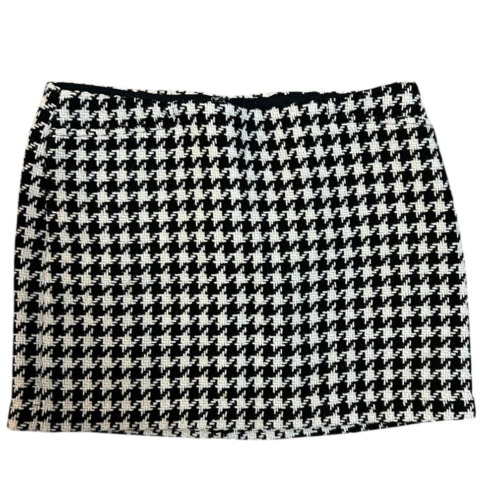 Vintage Gap Mini Skirt Womens 4 Wool Blend Houndstooth Black White Office Siren